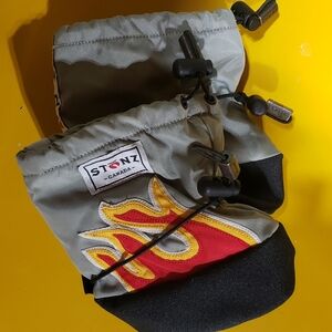 Stonz Canada Gray and Black Booties with Red Flame Design